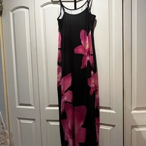 SHEIN Black Maxi Dress with Pink Floral Design